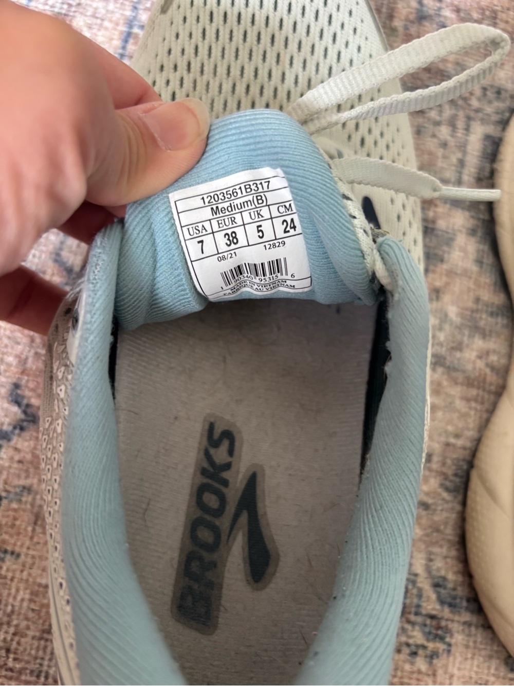 Brooks Ghost Running Shoes - Beige with Teal/Navy Accents - Picture 10 of 14
